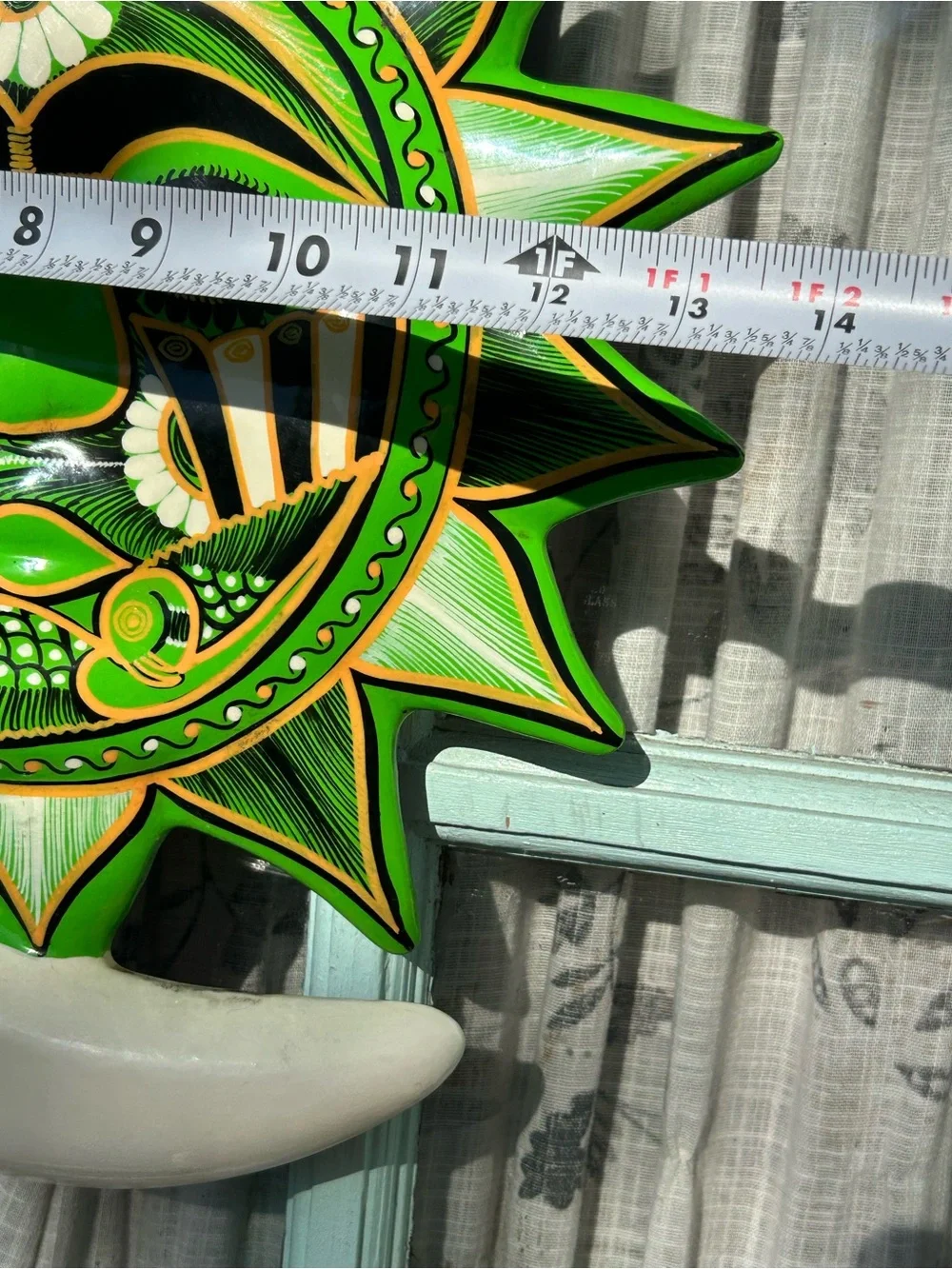 Huge folk art plaque is a hand-painted ceramic 
